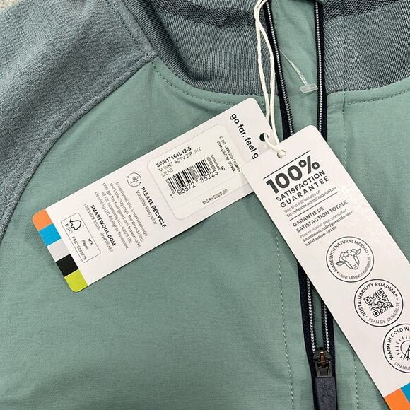 NEW Smartwool S Men's Intraknit Active Full Zip Merino‎ Wool Green Lead Sweater - Picture 7 of 11